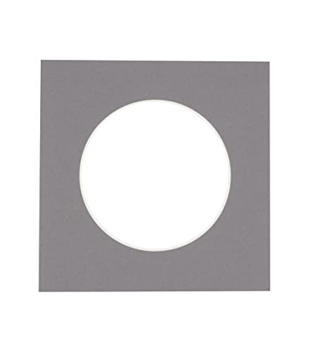 15x15 Mat Bevel Cut for 11x11 Photos - Precut Charcoal Circle Shaped Photo Mat Board Opening - Acid Free Matte to Protect Your Pictures - Bevel Cut for Family Photos, Pack of 1 Matboard Show Kit With