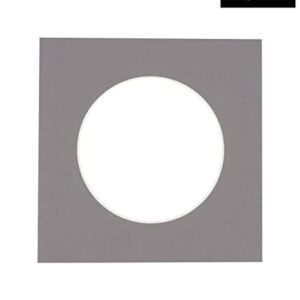 15x15 Mat Bevel Cut for 11x11 Photos - Precut Charcoal Circle Shaped Photo Mat Board Opening - Acid Free Matte to Protect Your Pictures - Bevel Cut for Family Photos, Pack of 1 Matboard Show Kit With