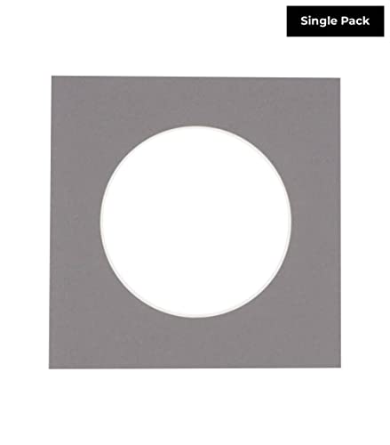 15x15 Mat Bevel Cut for 11x11 Photos - Precut Charcoal Circle Shaped Photo Mat Board Opening - Acid Free Matte to Protect Your Pictures - Bevel Cut for Family Photos, Pack of 1 Matboard Show Kit With