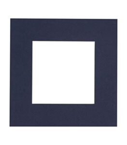 15x15 mat bevel cut for 11x11 photos - precut navy blue square shaped photo mat board opening - acid free matte to protect your pictures - bevel cut for family photos, pack of 1 matboard show kit with