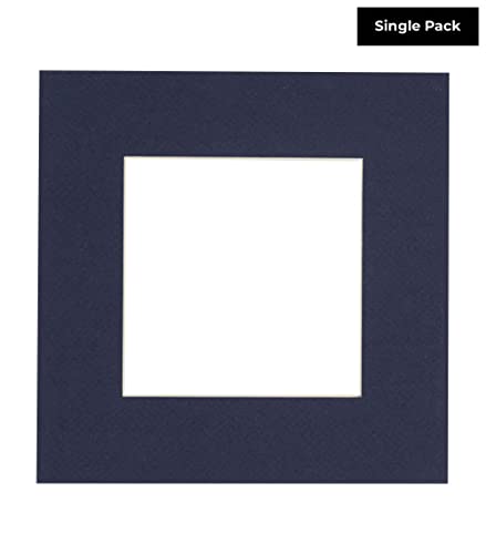 15x15 Mat Bevel Cut for 11x11 Photos - Precut Navy Blue Square Shaped Photo Mat Board Opening - Acid Free Matte to Protect Your Pictures - Bevel Cut for Family Photos, Pack of 1 Matboard Show Kit With