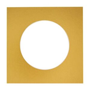 17x17 Mat Bevel Cut for 13x13 Photos - Precut Metallic Gold Circle Shaped Photo Mat Board Opening - Acid Free Matte to Protect Your Pictures - Bevel Cut for Family Photos, Pack of 1 Matboard Show Kit