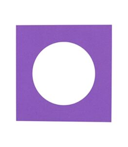 21x21 mat bevel cut for 17x17 photos - precut purple circle shaped photo mat board opening - acid free matte to protect your pictures - bevel cut for family photos, pack of 1 matboard show kit with