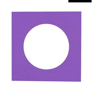 21x21 Mat Bevel Cut for 17x17 Photos - Precut Purple Circle Shaped Photo Mat Board Opening - Acid Free Matte to Protect Your Pictures - Bevel Cut for Family Photos, Pack of 1 Matboard Show Kit With