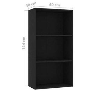 GOLINPEILO 3-Tier Book Cabinet, Storage Organizer, Open Shelf Bookcase Bookshelf, Home Office Furniture Bookcase, Side Cabinet, Black 23.6"x11.8"x44.9" -AA