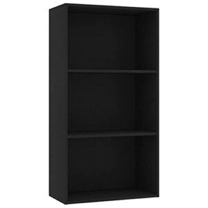 GOLINPEILO 3-Tier Book Cabinet, Storage Organizer, Open Shelf Bookcase Bookshelf, Home Office Furniture Bookcase, Side Cabinet, Black 23.6"x11.8"x44.9" -AA