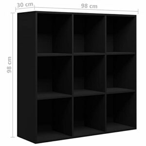 REWIS Book Cabinet Repisas para Cuarto Bookshelf for Bedroom Book Storage Cube Storage Shelf Book Shelf Organizer Black 38.6"x11.8"x38.6" Engineered Wood