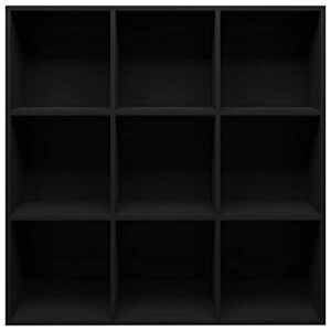 REWIS Book Cabinet Repisas para Cuarto Bookshelf for Bedroom Book Storage Cube Storage Shelf Book Shelf Organizer Black 38.6"x11.8"x38.6" Engineered Wood