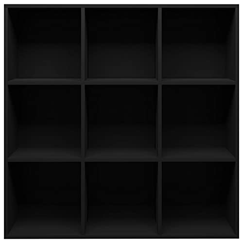 REWIS Book Cabinet Repisas para Cuarto Bookshelf for Bedroom Book Storage Cube Storage Shelf Book Shelf Organizer Black 38.6"x11.8"x38.6" Engineered Wood