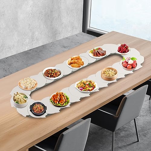 1.4m Food Serving Train Dining Table Turntable,360° Manual Swivel Adjustable Dining Table,Heavy Duty Rotating Turntable,Lazy Susan Dining Table,for Dining Room,Party,Banquet and Wedding Decor