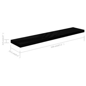 DYRJDJWIDHW Floating Wall Shelves 2 pcs Bookshelf for Bedroom,Shelves,Wood Bookcase,Suitable for Bedroom, Office, Living Room, Study,High Gloss Black 47.2"x9.3"x1.5" MDF