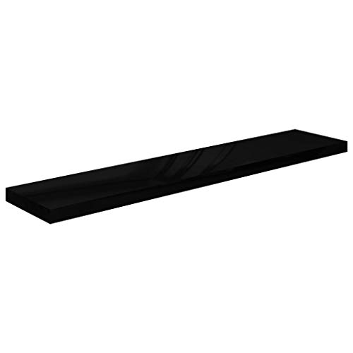 DYRJDJWIDHW Floating Wall Shelves 2 pcs Bookshelf for Bedroom,Shelves,Wood Bookcase,Suitable for Bedroom, Office, Living Room, Study,High Gloss Black 47.2"x9.3"x1.5" MDF