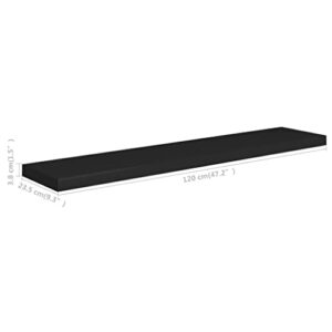 DYRJDJWIDHW Floating Wall Shelves 2 pcs Bookshelf for Bedroom,Shelves,Wood Bookcase,Suitable for Bedroom, Office, Living Room, Study,Black 47.2"x9.3"x1.5" MDF