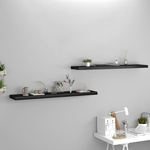 DYRJDJWIDHW Floating Wall Shelves 2 pcs Bookshelf for Bedroom,Shelves,Wood Bookcase,Suitable for Bedroom, Office, Living Room, Study,Black 47.2"x9.3"x1.5" MDF