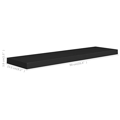 DYRJDJWIDHW Floating Wall Shelves 4 pcs Bookshelf for Bedroom,Shelves,Wood Bookcase,Suitable for Bedroom, Office, Living Room, Study,Black 35.4"x9.3"x1.5" MDF