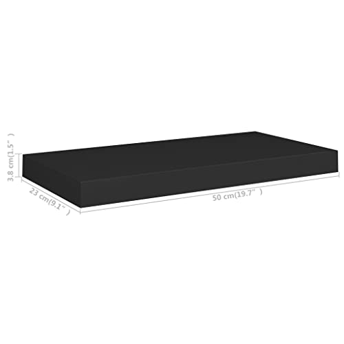 DYRJDJWIDHW Floating Wall Shelves 4 pcs Bookshelf for Bedroom,Shelves,Wood Bookcase,Suitable for Bedroom, Office, Living Room, Study,Black 19.7"x9.1"x1.5" MDF