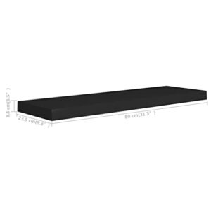 DYRJDJWIDHW Floating Wall Shelves 4 pcs Bookshelf for Bedroom,Shelves,Wood Bookcase,Suitable for Bedroom, Office, Living Room, Study,Black 31.5"x9.3"x1.5" MDF