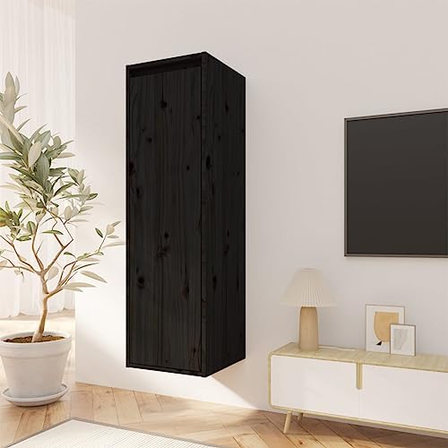DYRJDJWIDHW Wall Cabinet Bookshelf for Bedroom,Shelves,Wood Bookcase,Suitable for Bedroom, Office, Living Room, Study,Black 11.8"x11.8"x39.4" Solid Pinewood