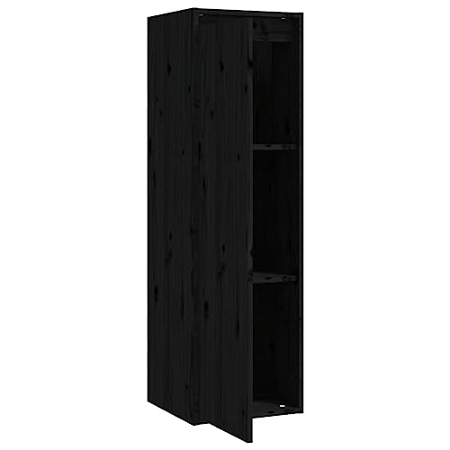 DYRJDJWIDHW Wall Cabinet Bookshelf for Bedroom,Shelves,Wood Bookcase,Suitable for Bedroom, Office, Living Room, Study,Black 11.8"x11.8"x39.4" Solid Pinewood