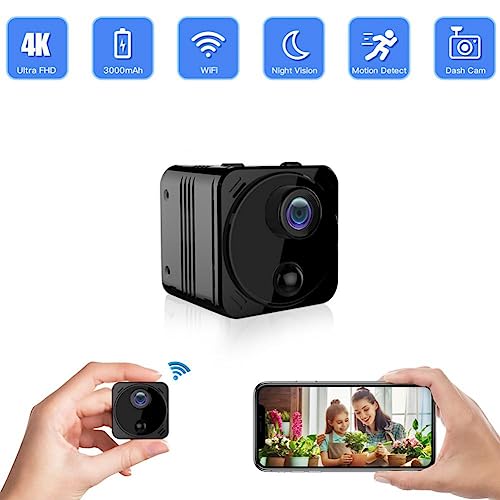 HASTA 4K Mini WiFi Nanny Camera Long Standby Built-in Battery Motion Detection Alarm Surveillance Camera(B)