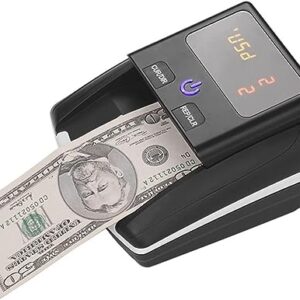 SPUZZO Banknote Bill Detector Denomination Value Counter Detection with Battery Counterfeit Fake Money Currency Cash Checker Tester Machine for USD Euro