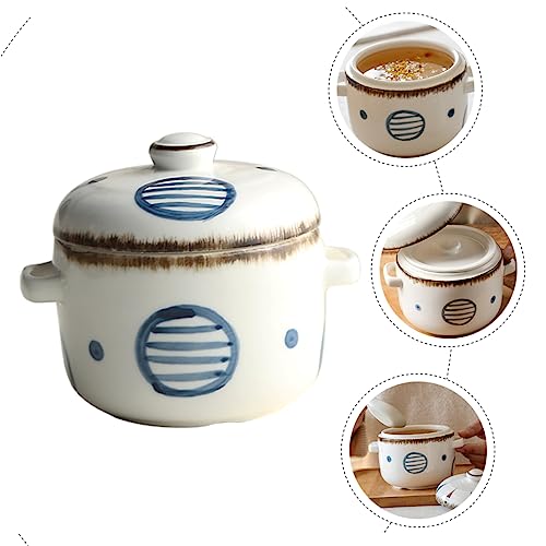 HOMSFOU Ceramic Bird's Nest Stew Pot Glass Onion Glass Trifle Bowl Braiser Pan with Lid Braising Pan with Lid Ceramic Soup Bowls Fruit Salad Bowl Ceramics Daily Use Steam Bowl Enamel Dish