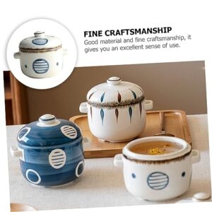 HOMSFOU Ceramic Bird's Nest Stew Pot Glass Onion Glass Trifle Bowl Braiser Pan with Lid Braising Pan with Lid Ceramic Soup Bowls Fruit Salad Bowl Ceramics Daily Use Steam Bowl Enamel Dish