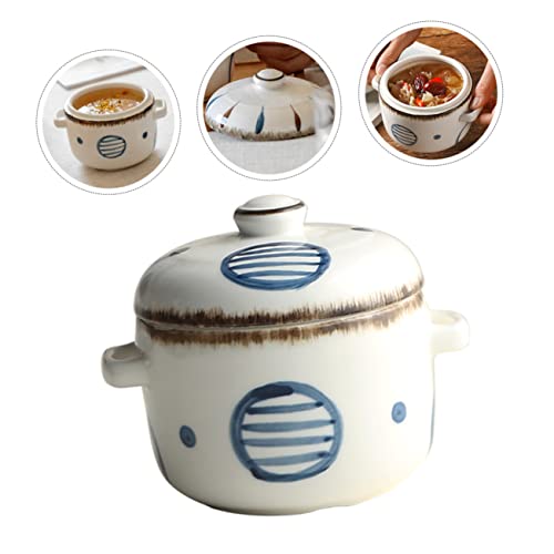 HOMSFOU Ceramic Bird's Nest Stew Pot Glass Onion Glass Trifle Bowl Braiser Pan with Lid Braising Pan with Lid Ceramic Soup Bowls Fruit Salad Bowl Ceramics Daily Use Steam Bowl Enamel Dish