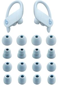 rayker ear tips compatible with powerbeats pro, soft silicone earbud tips eartips, s/m/l/ double flange sizes include, compatible with powerbeats pro pb pro, 8 pairs, glacier blue