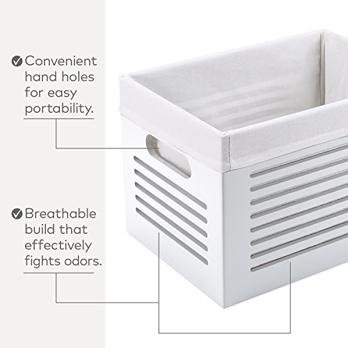 2 Pack White Bathroom Decor Box for Toilet Paper Storage - Wood Toilet Tank Basket Topper - Perfect Back of Toilet Storage Basket, Lined with Soft Linen Fabric - Ideal Countertop Sink Organizer
