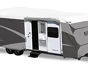 ADCO 36843 Designer Series Olefin HD Travel Trailer Cover 24' 1" - 26', Gray/White