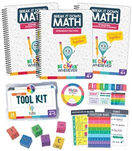 be clever wherever grade 4 math kit, 4th & 5th grade math tool kit, intermediate multiplication strategies, intermediate division strategies, and intermediate fractions math reference books (17 pc)
