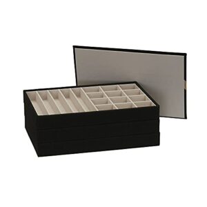 Household Essentials Black Jewelry Organizer Stacking Boxes with Removable Lid