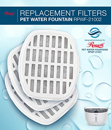 Rosewill Premium Carbon Filters for Automatic Pet Water Fountain, 3-Pack Replacement Filter, Removes Hair, Debris and Odor from Water, Improve Taste, Water Filtration for Healthy Pets - (RPWF-21002)