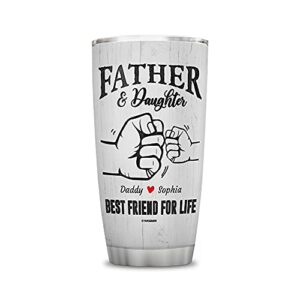 wassmin personalized father & daughter best friends for life dad stainless steel tumbler 20oz 30oz double wall vacuum insulated tumblers coffee travel mug for birthday father's day christmas for dads