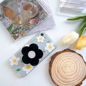 ONLYOU Phone Grip Holder Hand Ring Stand Griptok Korean iPhone Case Smartphone Flowers Monochrome Cute Fall Prevention (Black)