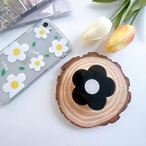 ONLYOU Phone Grip Holder Hand Ring Stand Griptok Korean iPhone Case Smartphone Flowers Monochrome Cute Fall Prevention (Black)