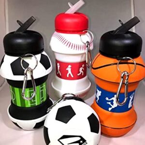 8 Ball Water Bottle - Collapsible Silicone Durable Handheld H2O Wide Mouth Black Sports Billiards Ball Container holds 19oz