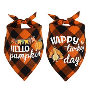 chngeary dog bandana for dogs(2 pack),classic orange plaid style thanksgiving dog bandana for small medium large dogs accessories triangle dog thanksgiving scarf