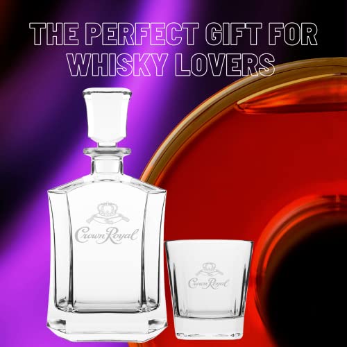 Whiskey Decanter Fathers Day Crown Royal Gifts for Men Set with 2 Drinking Glasses | Whiskey Decanter Set for Men and Women | Compatible