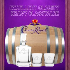 Whiskey Decanter Fathers Day Crown Royal Gifts for Men Set with 2 Drinking Glasses | Whiskey Decanter Set for Men and Women | Compatible