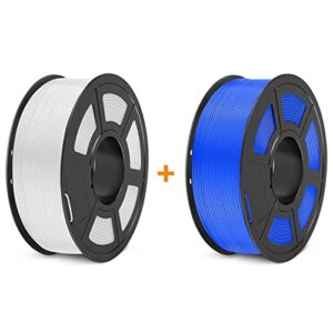 pla+ 3d printer filament 1.75mm, sunlu pla filament pro, dimensional accuracy +/- 0.02 mm, 1 kg spool, 1.75 pla plus, white+blue