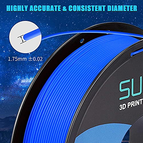 PLA+ 3D Printer Filament 1.75mm, SUNLU PLA Filament PRO, Dimensional Accuracy +/- 0.02 mm, 1 kg Spool, 1.75 PLA Plus, White+Blue