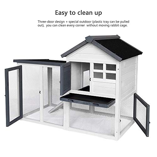 XINAIER Rabbit Hutch Wood House Pet Cage for Small Animals Chicken Coop Wooden Rabbit Hutch Outdoor Garden Backyard Hen House Wood Pet House Poultry Cage