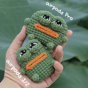 Yatchen Plush Case for AirPods Pro, Cute Fluffy 3D Cartoon Frog Design Furry Hairy + Soft TPU Cover Warm Carrying Charging Box with Keychain Accessories Anti-Fall Protective Case for AirPods Pro Frog