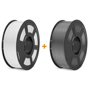 pla+ 3d printer filament 1.75mm, sunlu pla filament pro, dimensional accuracy +/- 0.02 mm, 1 kg spool, 1.75 pla plus, white+grey
