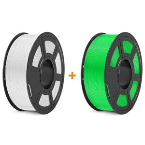 pla+ 3d printer filament 1.75mm, sunlu pla filament pro, dimensional accuracy +/- 0.02 mm, 1 kg spool, 1.75 pla plus, white+green