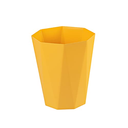 MRBJC Trash Can, Wastebasket and Recycling Plastic Garbage Container Bin for Bathroom, Dorm, Powder Room, Kitchen, Office Yellow 16.5x29.5cm