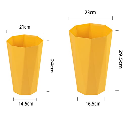 MRBJC Trash Can, Wastebasket and Recycling Plastic Garbage Container Bin for Bathroom, Dorm, Powder Room, Kitchen, Office Yellow 16.5x29.5cm