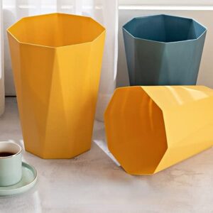 MRBJC Trash Can, Wastebasket and Recycling Plastic Garbage Container Bin for Bathroom, Dorm, Powder Room, Kitchen, Office Yellow 16.5x29.5cm